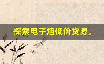 探索电子烟低价货源，降低成本提升利润